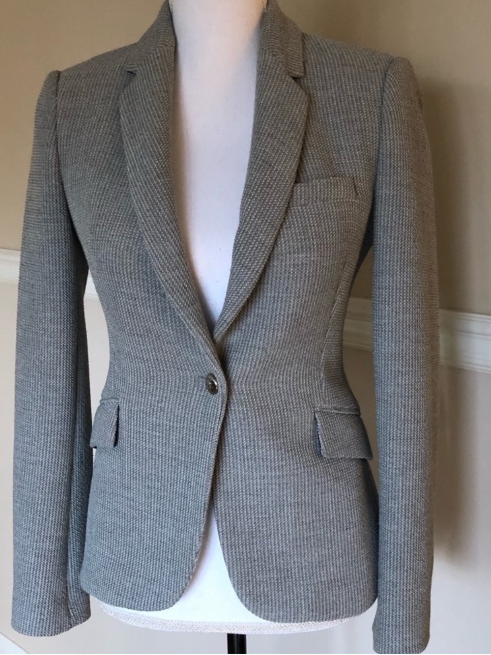 Zara Gray Textured Blazer